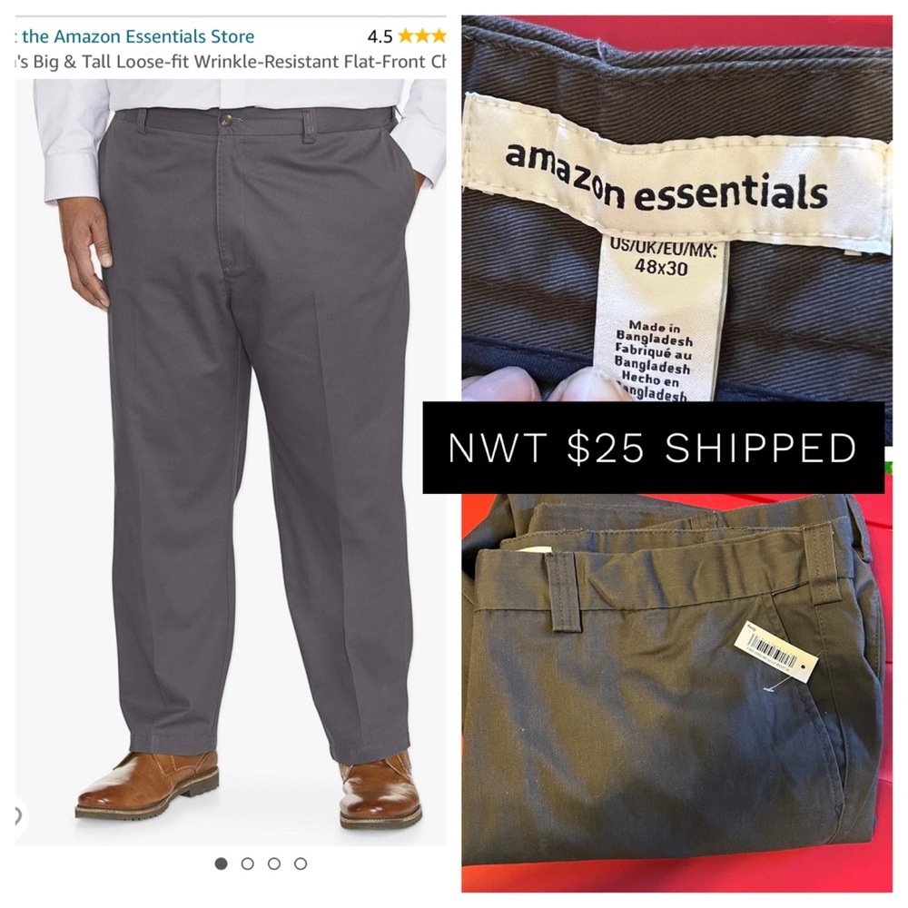 Big & Tall 48x30 Loose Fit wrinkle Resistant Pants NWT